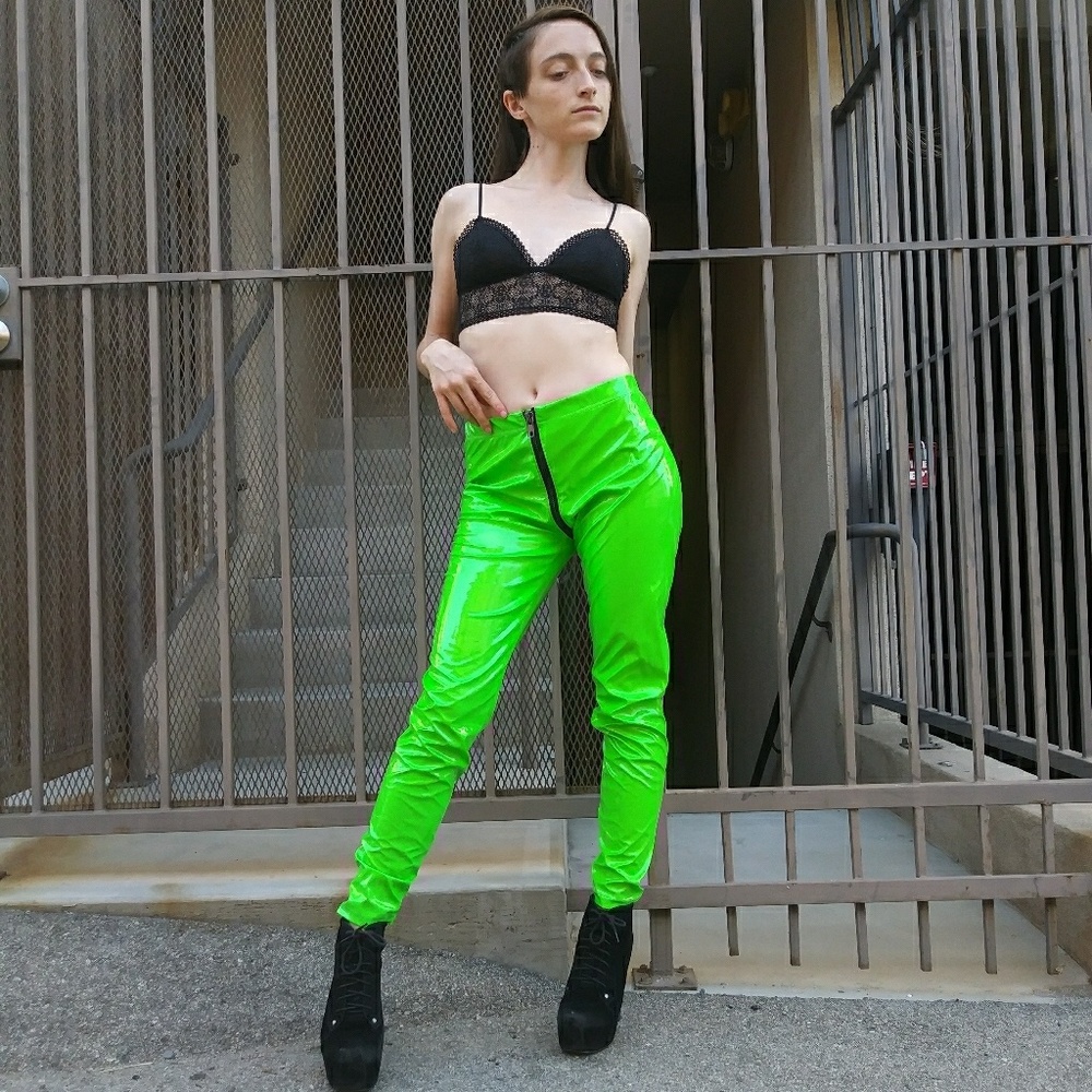 SOLD!!! green vinyl zipper crotch dolls kill pants